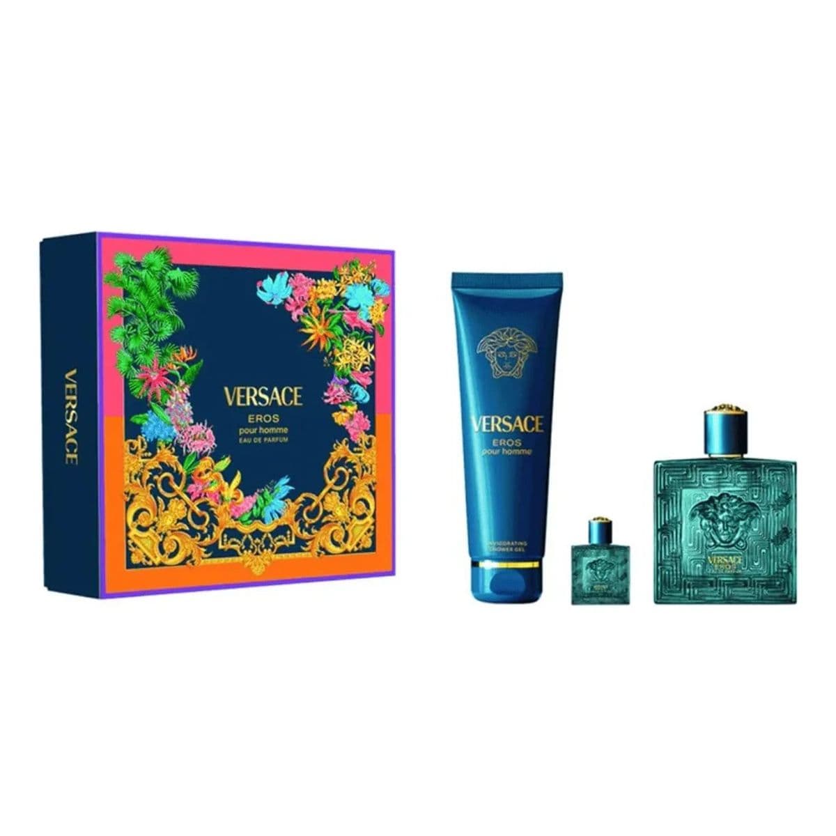 Versace SET Eros EDP Pour Homme 100 ml + Mini 5 ml + Gel De Ducha 150 ml (H)