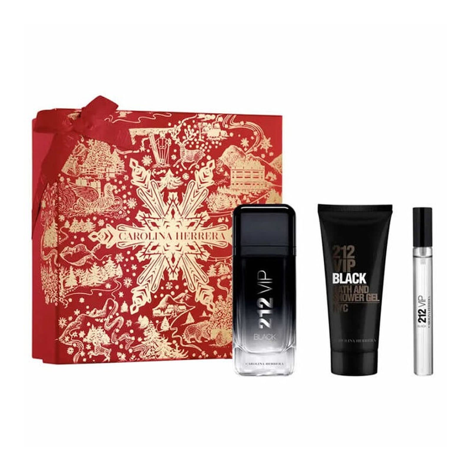 212 Vip Black Carolina Herrera (Estuche) EDP 100 ML + Gel De Baño 100 ML + Mini 10 ML (H)